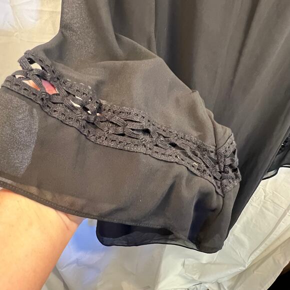 BCX Chiffon‎ Shift Dress 3/4 Sleeve Scoop Neck Bell Sleeve Black XL - Picture 7 of 11